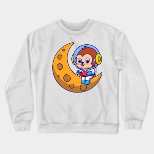 Monkey Astronaut Sitting on the Moon Crewneck Sweatshirt